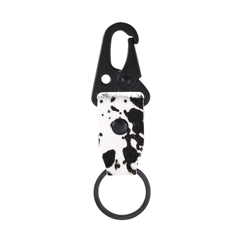 Wholesale Retro Cow Pattern Leather Letter M Alloy Keychain